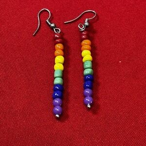 Rainbow Multicolored Bead Drop Earrings